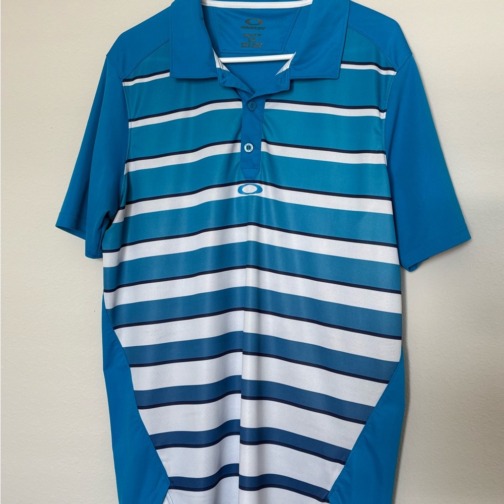 #018 Oakley Polo shirt Men’s LARGE Men's Blue OHydrolix lightweight golf